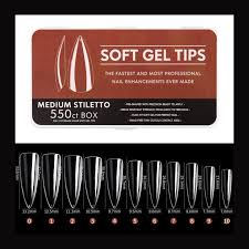 Tip Soft Gel Stiletto Xl Chula 400 Pzs